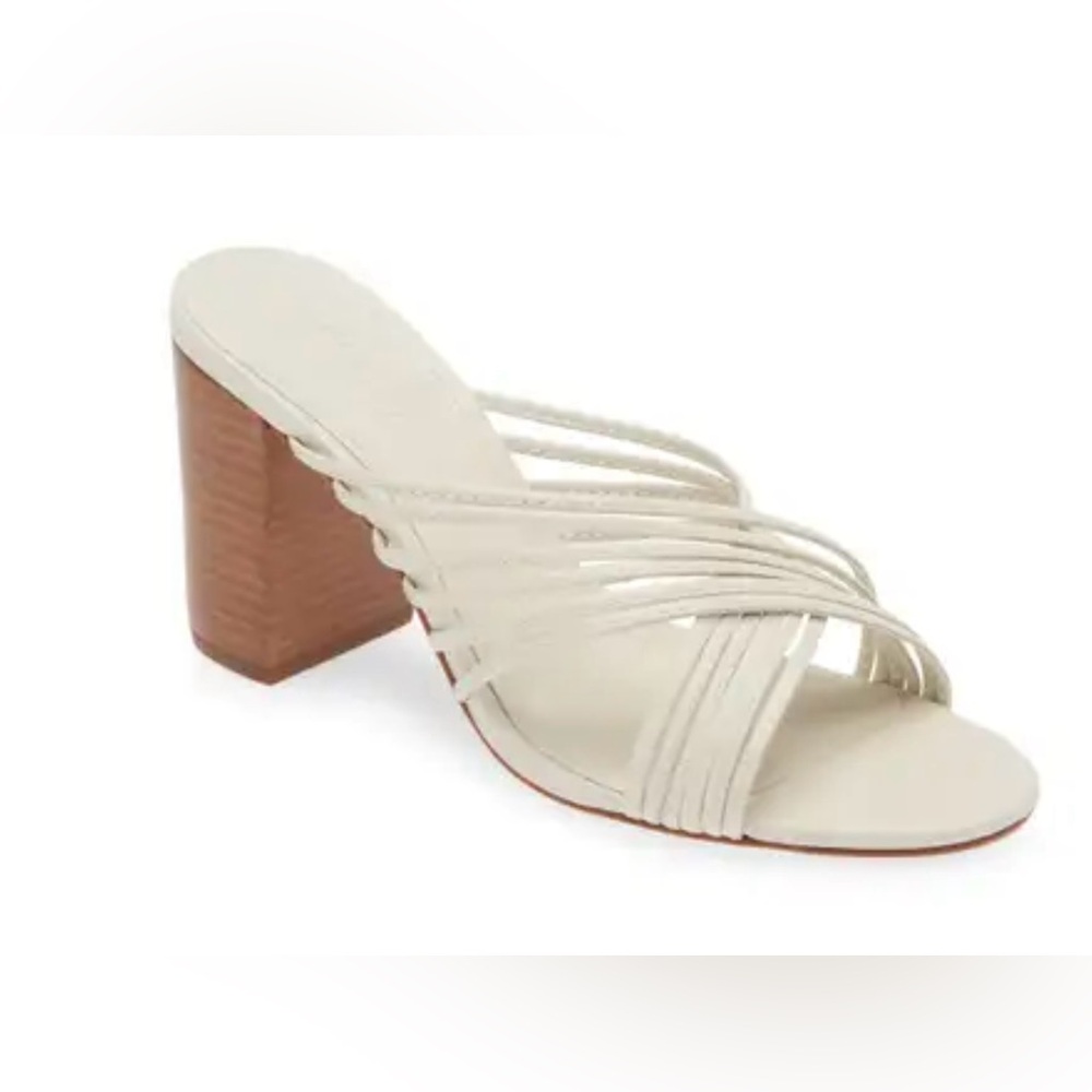 SCHUTZ EVANGELINE BLOCK HEEL SLIDE SANDAL, NEW IN BOX, SIZE 8, PEARL COLOR